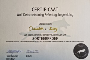 Izzy, Vida, Bucky - detectie sorteerproef geslaagd 